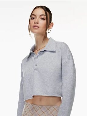 Sunday Best Light Grey Cropped Polo Pullover